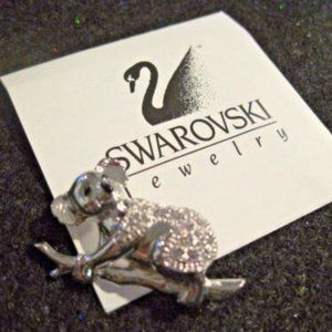 FLASH SALE Swarovski Swan Signed Retired Koala Bear Silvertone Brooch